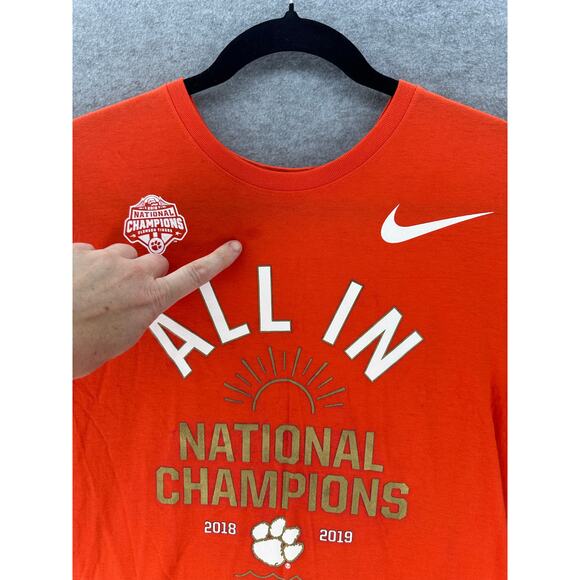 Clemson Nike Men’s sz M All In National Champions T Shirt 2018 2019 NCAA Orange - Picture 2 of 7